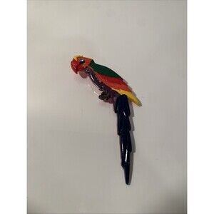 Vintage parrot brooch, wood, multicolored Made In Taiwan